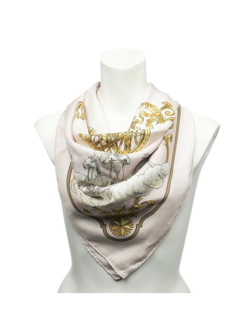 Hermes Scarf Light Pink Gold Silk